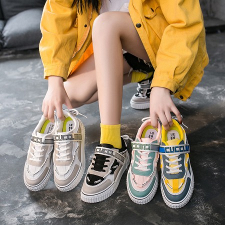 White New Breathable Board Shoes Flat-Bottom Lace-Up Casual Shoes
